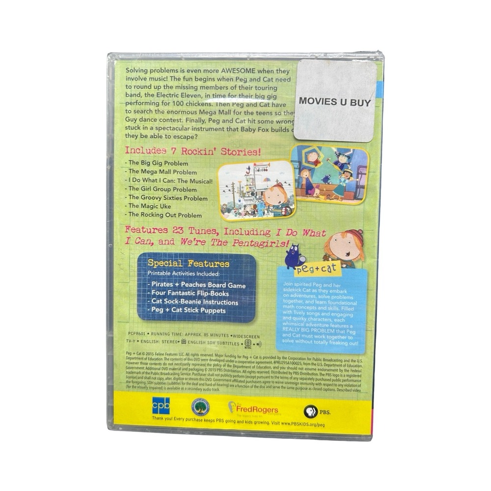 PBS Kids Peg + Cat Peg Rocks DVD 2015 New Sealed Math Learning Musical TV-Y - Picture 2 of 6